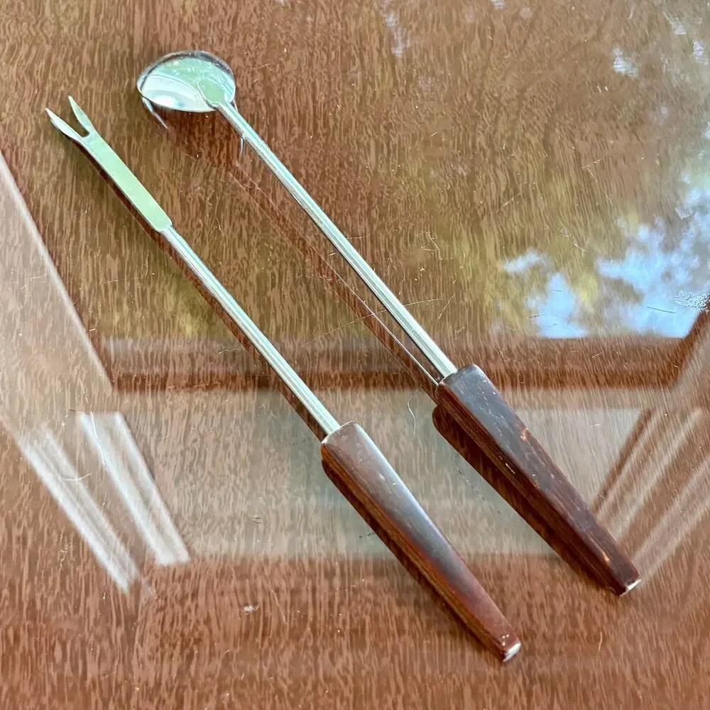Vintage Bakelite Handle Serving Spoon & Fork Set Made in USA 9.5”